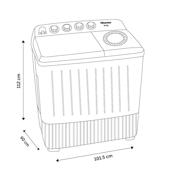 Lavadora Semiautomática Doble Tina 26 Kilos Hisense WSA2601PX on Sale