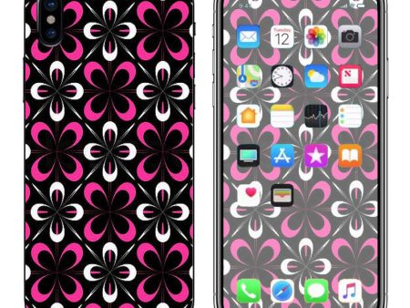 Abstract Pink Black Pattern Apple iPhone X Skin For Cheap