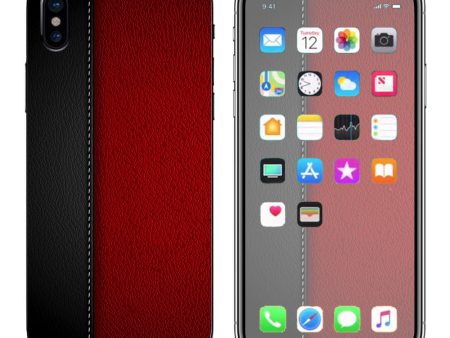 Black And Red Leather Pattern Apple iPhone X Skin For Discount