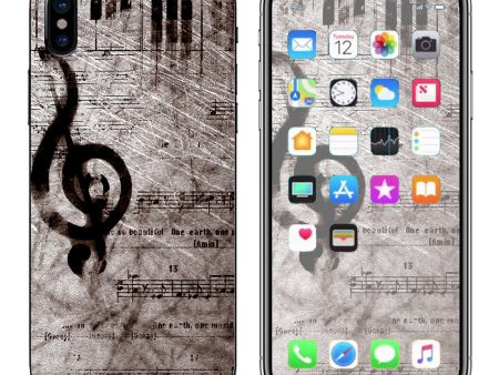 Vintage Piano Key Music Notes Book Page Apple iPhone X Skin For Cheap