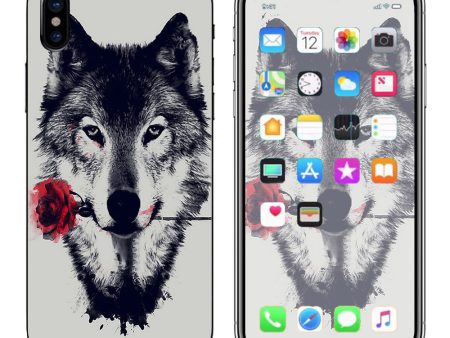 Wolf With Rose In Mouth Apple iPhone X Skin Hot on Sale