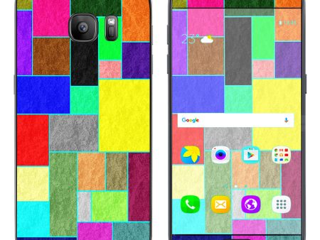 Colorful Squares Samsung Galaxy S7 Skin Cheap