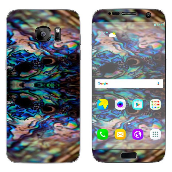 Abalone Blue Black Shell Design Samsung Galaxy S7 Edge Skin For Cheap