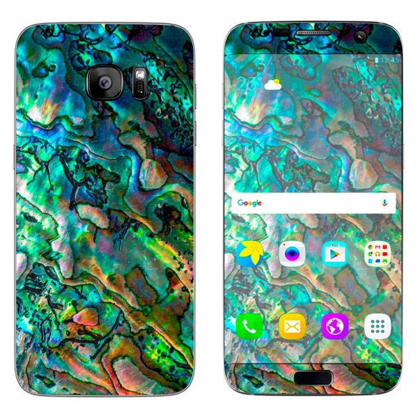 Abalone Shell Swirl Neon Green Opalescent Samsung Galaxy S7 Edge Skin Cheap