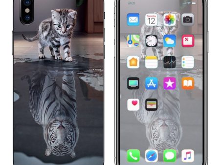 Kitten Reflection Of Lion Apple iPhone X Skin Hot on Sale